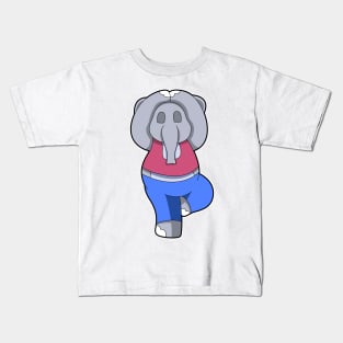 Elephant at Yoga in Standing Kids T-Shirt